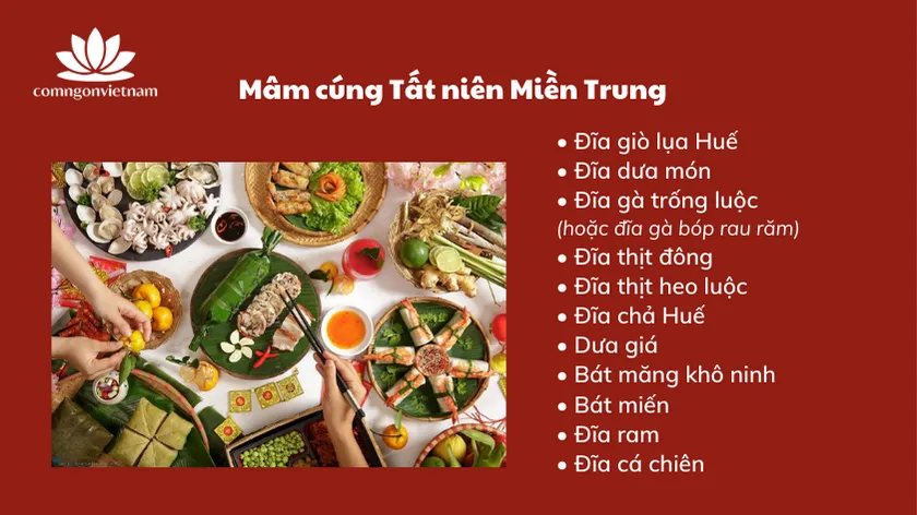 Mâm cúng tất niên Miền Trung